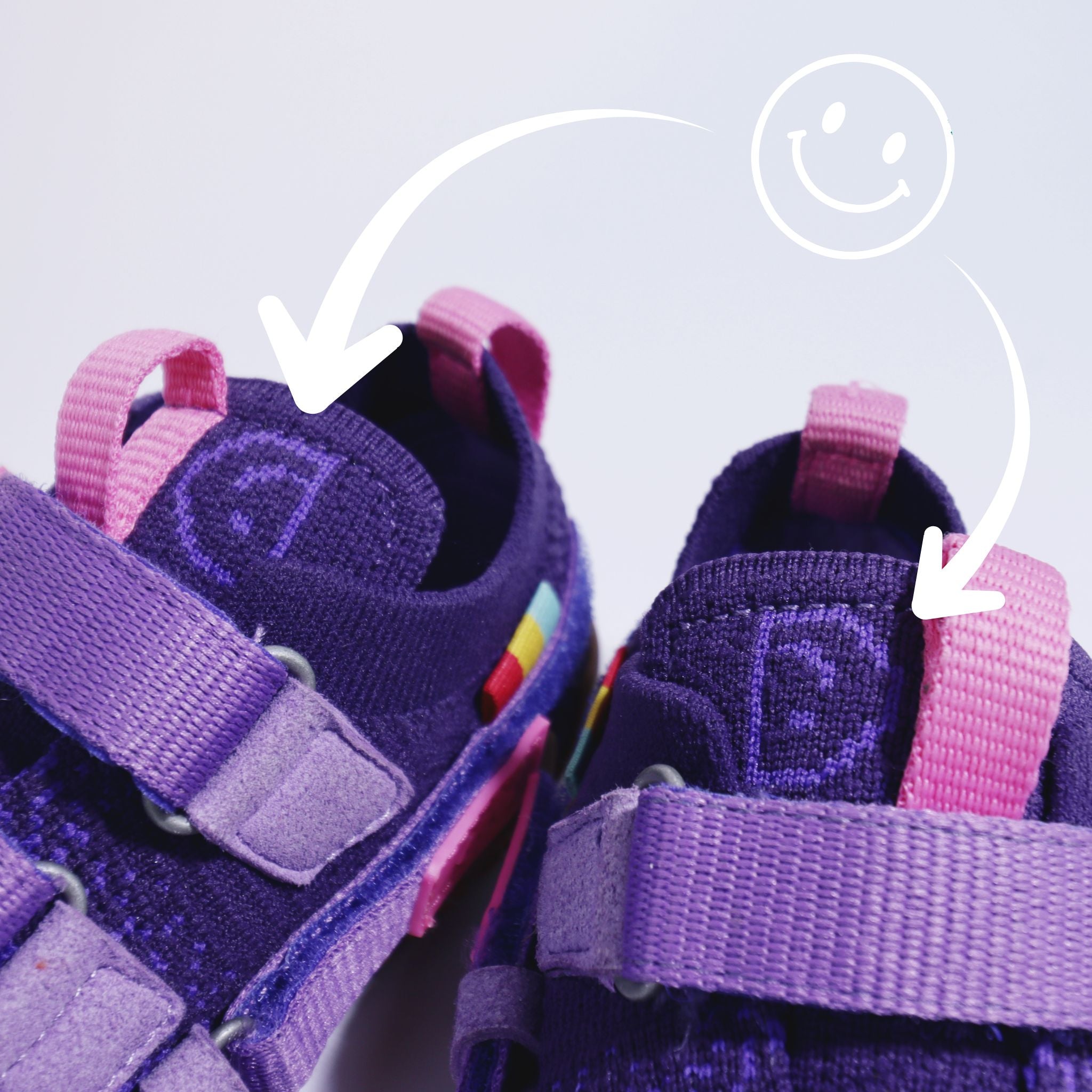Detail der links rechts Helfer am Sizeless Galaxy Kinderschuh