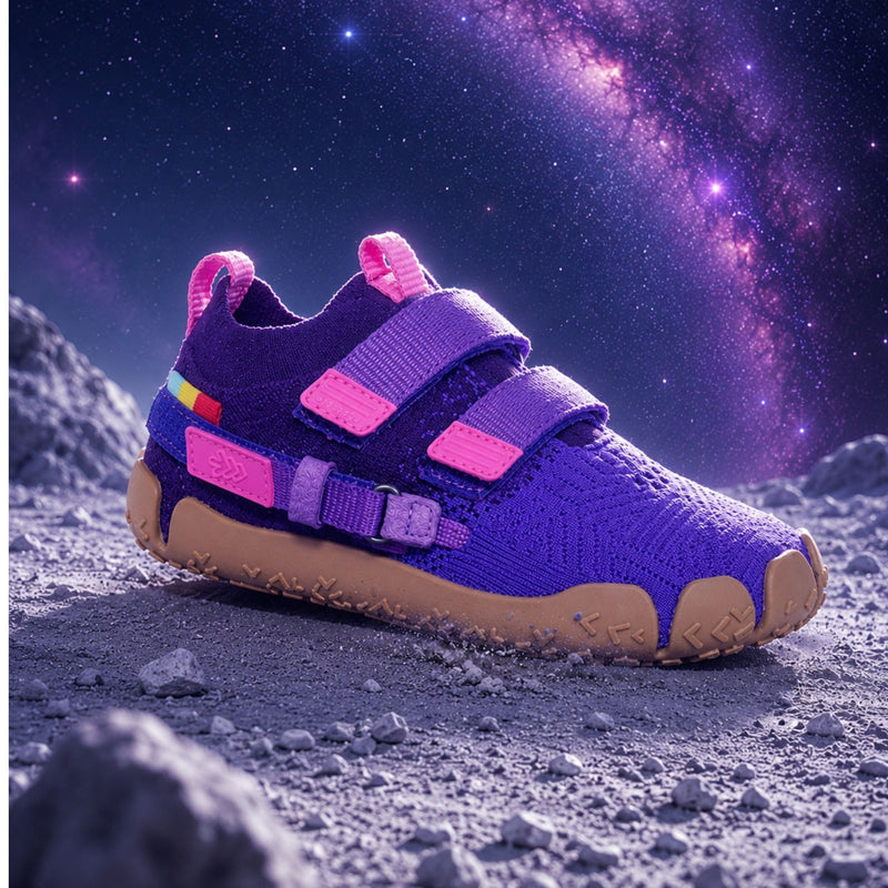 Sizeless Galaxy mitwachsender Kinderschuh inspiriert von Weltall und Fantasie